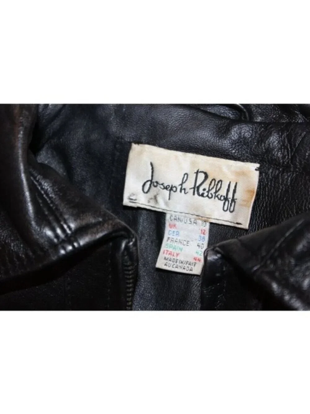 Joseph Ribkoff Black  Leather Minimalist Jacket Women size 10 Old Money